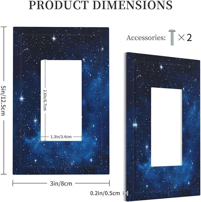 Outlet Covers Galaxy Starry Sky Universe Sparkle Stars 1 Gang Single Rocker Light Switch Cover Plate Decorative GFCI Wallplates Socket Cover Electrical Switch Plate Covers for Bathroom Bedroom