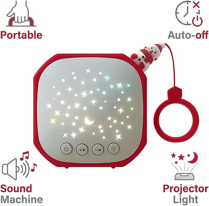 Portable Sound Machine Baby with Star Projector | White Noise Sound Machine for Sleep | Baby Noise Machine with Hook for Children's Bedroom, Travel, Car, Christmas Holidays Gifts (Snowman)