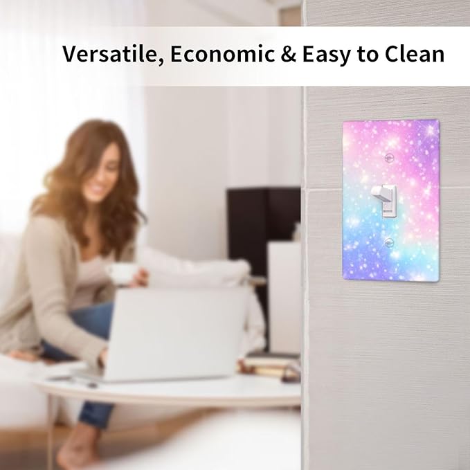 Pink Blue Galaxy Light Switch Cover Plates Decorative Single Toggle Wall Plate, 1 Gang Lightswitch Cover