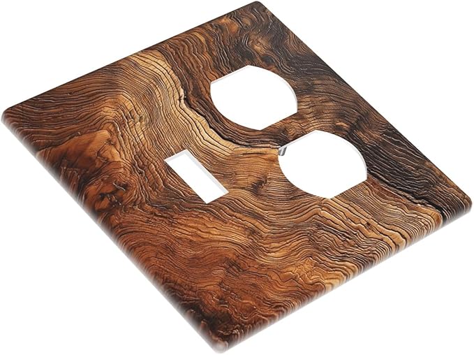 Natural Wood Grain Texture Old Tree Trunk Print Wallplates 1 Toggle 1 Duplex Switch Plate Electrical GFCI Faceplate Decorative Light Switch Covers for Farmhouse Home Decor