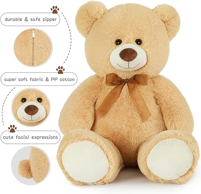Toys Studio Big Teddy Bear 36 inch Giant Teddy Bear Stuffed Animals Cute Plush Toy for Girlfriend Kids Girls Gifts Christmas Valentine's Day Birthday Wedding Mother's Day