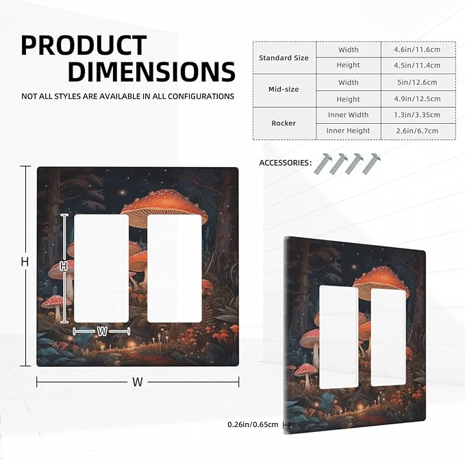 Decorative Art Light Switch Covers Maple Path 2 Gang Dual Rocker Outlet Switch plate Faceplate GFCI for Home Decor