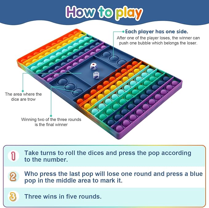 Pop Games Sensory Fidget Toy, Pop Board Math Games for Kids Family Games Multiplication Game, Stress Relief Toys Learning for Girls Boys with Autism Gifts for Grandkids