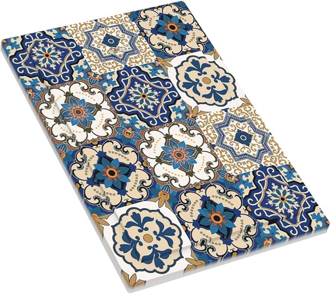 Light Switch Cover Plate Mandala Decorative Tile Talavera Moroccan Tiles 1 Gang No Device Blank Electrical Wall Plates Faceplate Decorative Switch Plate for Bedroom living Room Decor