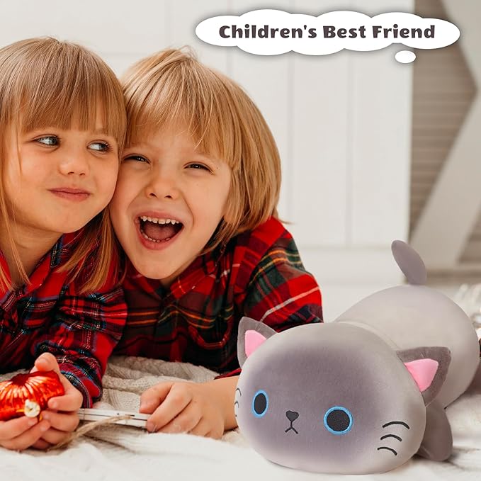 Finebee Weighted Siamese Cat Stuffed Animals, Cute Weighted Siamese Cat Plush, Soft Stuffed Weighted Plushie Pillow Gifts for Girls Boys(9.8" 0.8Lbs)