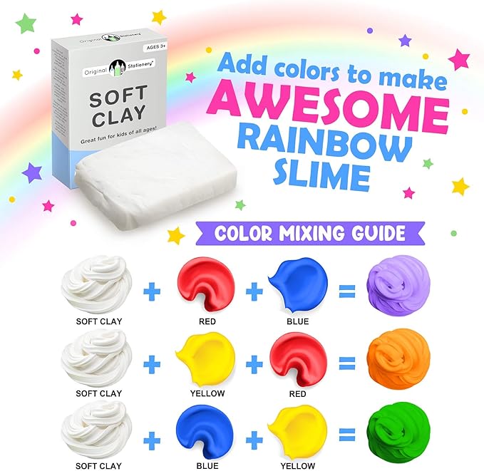 Original Stationery Soft Clay for Slime, 230 g (8.1 oz) White Foam Clay Add-in for Slime Making, Stretchy Air-Dry Butter Texture, Birthday Craft Gift for Kids
