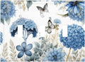 Blue Floral Hydrangea Floral Butterfly Flower Plant Decorative Switch Plates 3 Gang Wall Plate Triple Toggle Light Switch Cover Faceplate Electrical Wall Panels for Bedroom Living Room Decor