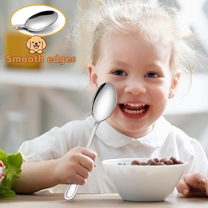 LIANYU 8-Piece Toddler Utensils Set, Stainless Steel Kids Silverware Set, 4 Kids Spoons and 4 Toddler Forks, Children Child Flatware Cutlery for Home Preschools, Dishwasher Safe