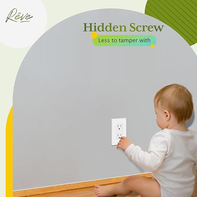 TG Screwless Decorator Wall Plates Child Safe Outlet Covers, Size 1-Gang 4.50" H x 2.75” L, Unbreakable Polycarbonate Thermoplastic, UL Listed, Matte White (5 Pack)