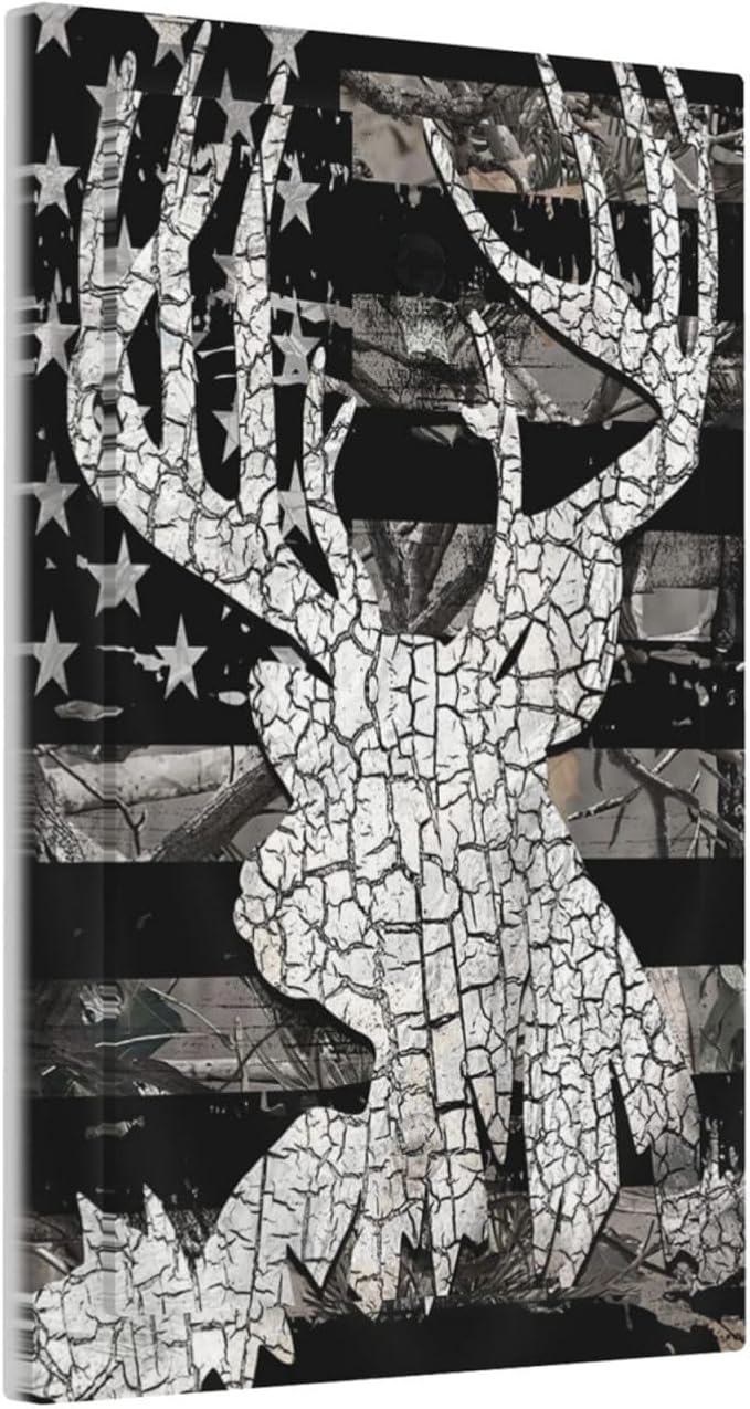 American Flag Forest Antler Deer Elk 1 Gang No Device Wall Plate Decorative Blank Light Switch Cover Switchplate Electrical Faceplate for Bathroom Home Bedroom Art Decor