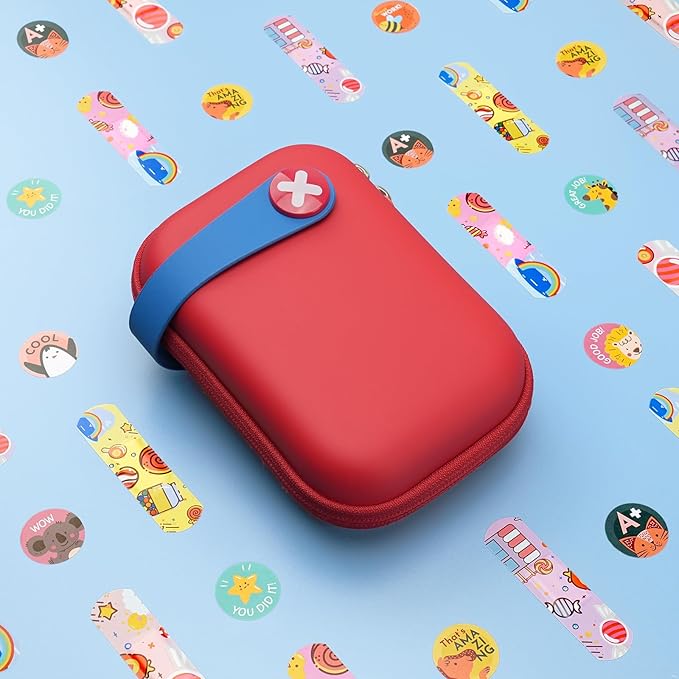 Mini First Aid Kit, 113 Pc. Water-Resistant Hard Toddler Kids Small Cute Case for Car, Home - TSA-Approved Travel Size