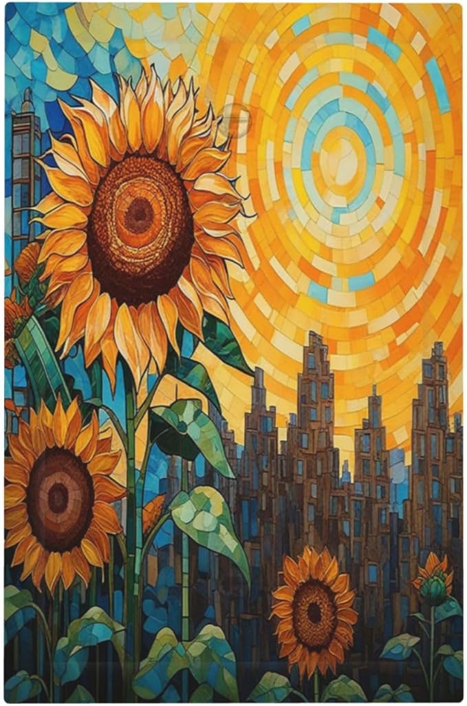 Abstract Sunflower Graffiti Floral Paint Art Flower Light Switch Cover Plate 1 Gang Electrical Wall Plates Faceplate Decorative Switch Plate No Device Blank for Bedroom Living Room Decor
