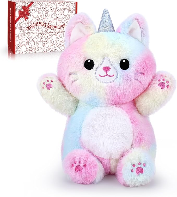 Unicorn Cat Microwavable Heating Pad-1.2lb Heating Pads for Women & Kids,Soft Pillow Plush Toy,Heatable Stuffed Animals,Bedtime Gift for Women Kids Stuffed