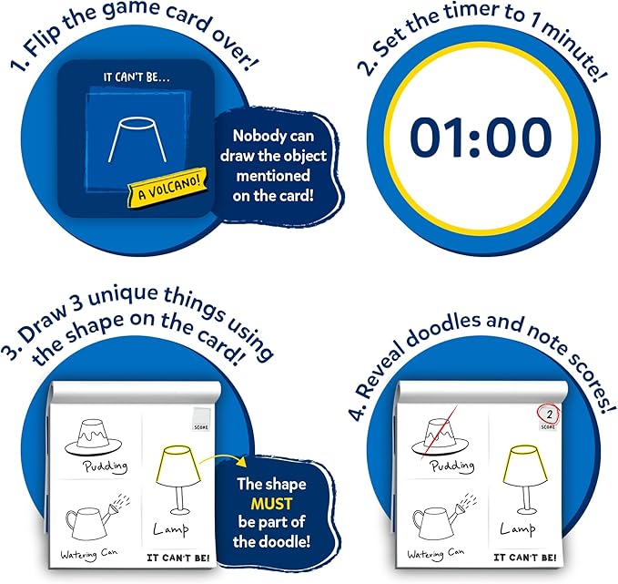 Skillmatics Card & Board Game - It Can't Be, Fast-paced Fun, Hilarious Drawing Game, Perfect For Families, Parties, and Game Nights, Race to Doodle, Gifts for Kids, Teens, Adults Ages 7, 8, 9, 10 & Up
