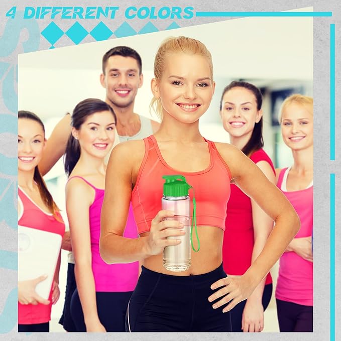 Ziliny 24 Pcs 17 oz Plastic Water Bottles Bulk Large Reusable Leak Proof Flip Top Sports Gym Water Bottles with Handle Strap for Kids and Adults for Summer School Travel