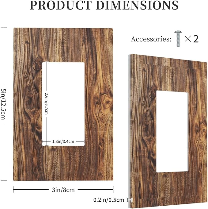 Distressed Wood Brown Wood Texture Decorative Outlet Covers 1 Gang Single Rocker Light Switch Cover Plate Wall Plates GFCI Faceplate for Farmhouse Home Decor