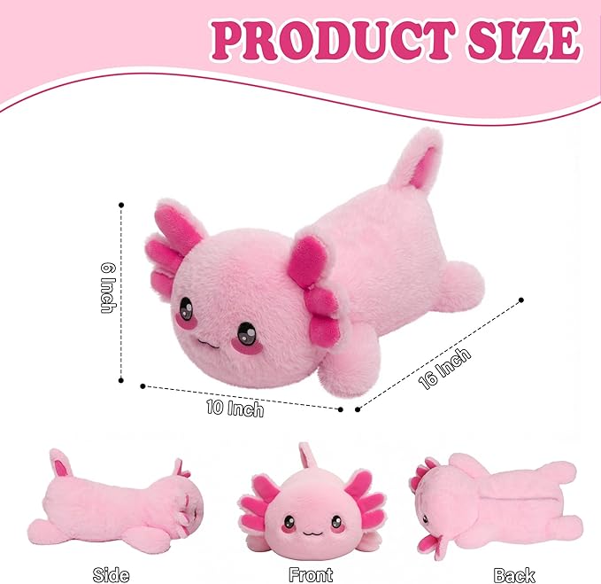 Weighted Heated Axolotl Stuffed Animals – 2.2 Pounds Weighted Microwave Axolotl Plush with Cute Heating Pad Animal of Unscented Warmth Pillow for Period Women Girl Kids Adult Birthday Gift 16 Inch