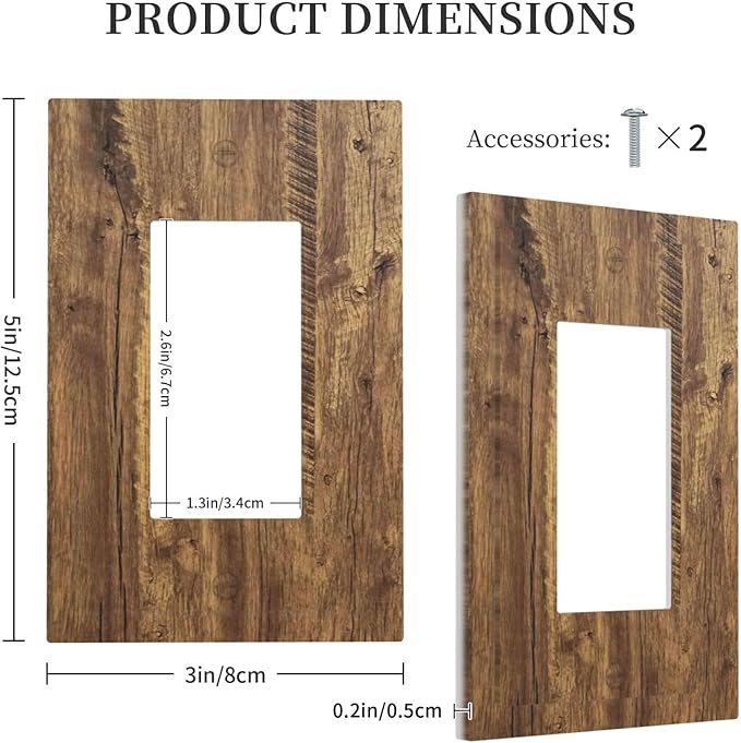 Rustic Brown Wood Distressed Wood Print Decorative Outlet Covers 1 Gang Single Rocker Light Switch Cover Plate Wall Plates GFCI Faceplate for Farmhouse Home Decor