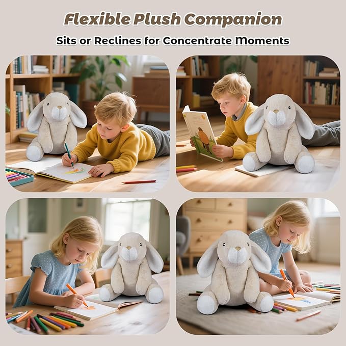 17" & 4.5lbs Rabbit Stuffed Animal, Weighted Stuffed Animals with Removable Ceramsite Bag, Cuddly & Soft Weighted Rabbit Plush for Adults & Kids, Rabbit Stuffed Gifts for Christmas & Valentine’s Day