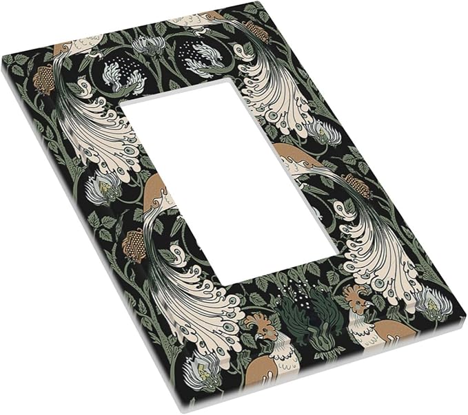 Decorative Outlet Covers William Morris Vintage Floral Plants And Birds 1 Gang Single Rocker Light Switch Cover Plate Wall Plates GFCI Faceplate for Bedroom Home Decor