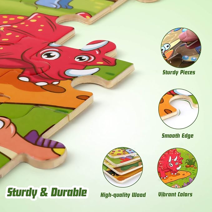 SYNARRY Wooden Jigsaw Puzzles for Kids Age 3-5 Year Old, 4 Pack 24-40 Pieces Preschool Educational Learning Toys Gift Set for Children, Easter Basket Stuffers Gifts for Kids