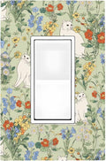 Decorative Outlet Covers Vintage Floral Cute Cat Colorful Flowers 1 Gang Single Rocker Light Switch Cover Plate Wall Plates Gfci Faceplate For Bed Room Living Room Decor