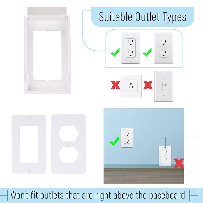 Bates- Baby Safety Outlet Cover Box, 4 Pack, White, Outlet Covers Baby Proofing, Plug Covers for Electrical Outlets