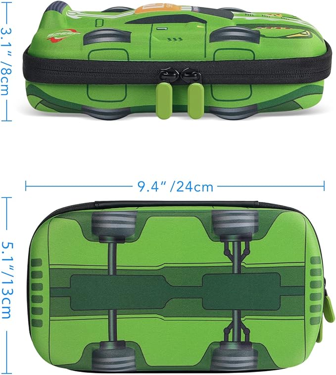 rockpapa Large-Capacity Sports Racing Car Pencil Case, Pencil Box, Storage Box for School Students Boys Teens Kids Girls Green