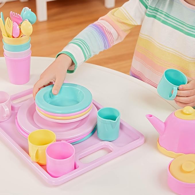 Battat – Play Circle – Dish Set – Plates, Cups, and Tea Party Toys – Kitchen Toys for Toddlers – Pretend Play – 3+ Years(34 Pieces)