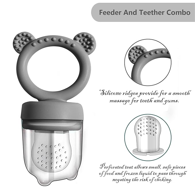 BigSpinach Silicone Baby Food Freezer Tray with Teething Popsicle Molds - Baby Fruit Feeder and Breastmilk Teether Combo