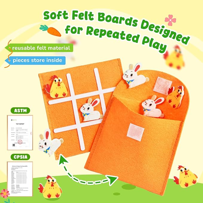 JoyCat 30 Pack Tic Tac Toe Party Favors for Kids, Felt Travel Board Games with Storage Pouch, Classroom Prizes, Goodie Bag Stuffers, Birthday Gifts for Students(Garden)