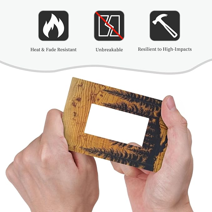 Decorative Outlet Covers Forest Pine Silhouette Rustic Wood Grain 1 Gang Single Rocker Light Switch Cover Plate Wall Plates Gfci Faceplate For Farmhouse Cabin Decor
