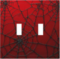 Red Spider Web 2-Gang Double Toggle Light Switch Plate, Hero Theme Cartoon Wall Plate for Boys Bedroom, Playroom, Game Room & Man Cave