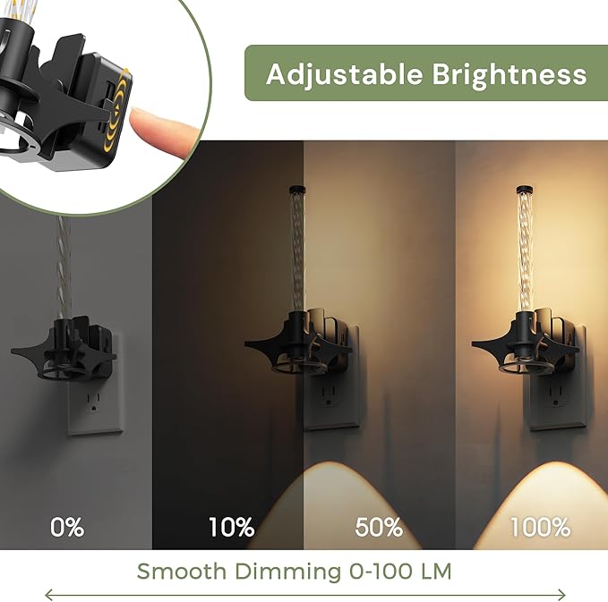 L LOHAS LED Night Lights Plug into Wall, Dusk to Dawn Sensor Nightlight, 0-100LM Brightness Adjustable, 3000K Soft White, Rocket Night Light with Black Rocket Base for Bedroom Bathroom Hallway Decor