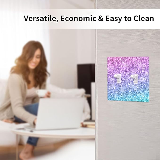 Pink Blue Mermaid Printed Pattern Double Light Switch Cover Plates Decorative 2 Gang Wall Plate Double Toggle Lightswitch Cover