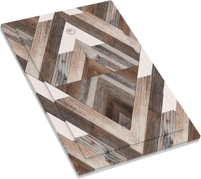 Polygon Collage Abstract Shapes Rustic Wood Panel Print Light Switch Cover Plate 1 Gang No Device Blank Electrical Wall Plates Faceplate Decorative Switch Plate Covers for Farmhouse Bedroom Decor