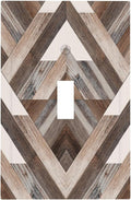 Polygon Collage Abstract Shapes Rustic Wood Panel Print Decorative Light Switch Cover 1 Gang Single Toggle Device Electrical Faceplate Switchplates Decorator Outlet Wall Plate for Farmhouse Bedroom