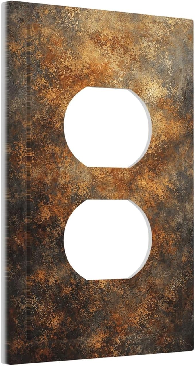 Decorative Outlet Covers Vintage Rust Pattern in Brown gold 1 Gang Duplex Light Switch Cover Plate Unique Wall Plates for Electrical Outlets Switch Plate Covers for Bedroom Home Decor