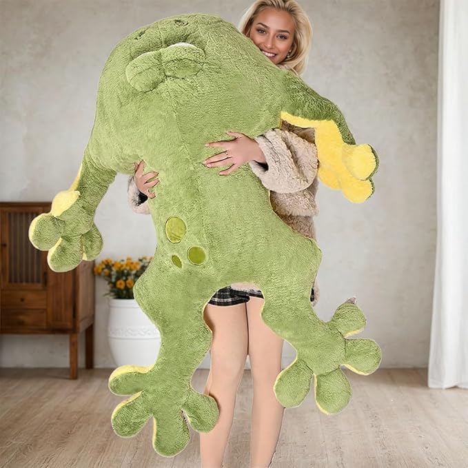 Giant Frog Stuffed Animal Plush, Soft Large Frog Plush, Kawaii Big Stuffed Green Frog Pillow for Kids Children (47.2in)