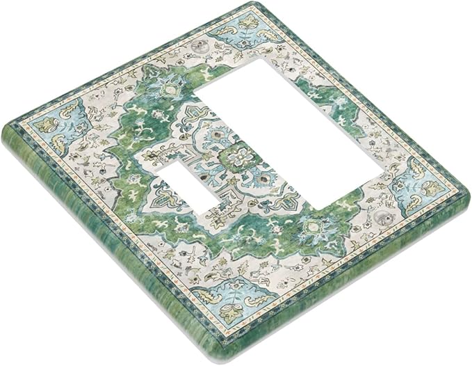 Sage Green Boho Vintage Floral Outlet Covers 1 Toggle 1 Rocker Combination Decorative Wall Plate Electrical Switch Plates Light Switch Cover Plate for Bedroom Living Room Decor