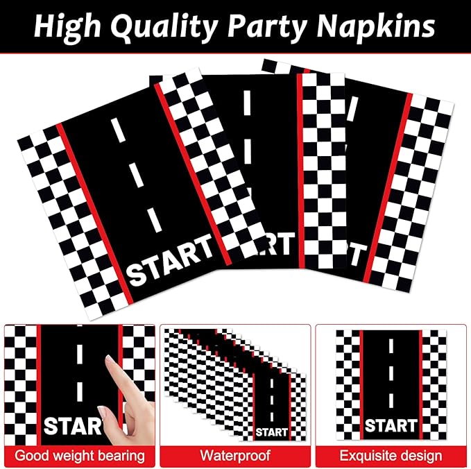 50Pcs Race Car Party Plates and Napkins Race Car Birthday Party Decorations Racing Themed Paper Dessert Plates Start Your Engines Tableware Set Serves 25 Guests Kids Boys Baby Shower Party Supplies