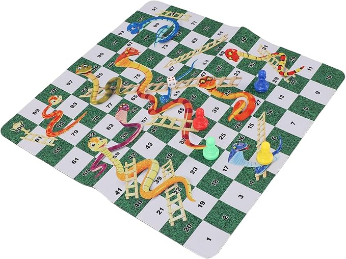 TOPINCN Snakes and Ladders Board Game Set, Rubber Portable Family Board Game for 2-4 Players with Simple Rules, for Home Office School Travel Picnic