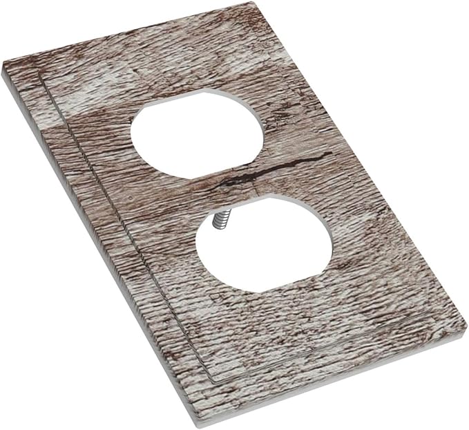 Outlet Covers Rustic Dark Grey Wood Plank Vintage Texture 1 Gang Duplex Light Switch Cover Plate Decorative Wall Plates Socket Cover Electrical Switchplate for Farmhouse Home Decor