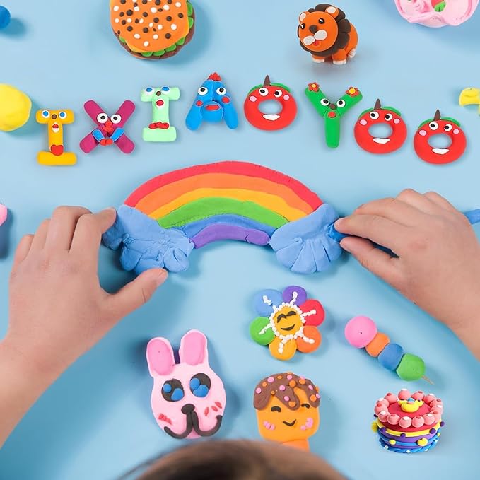 Ixiaoyoo Air Dry Clay for Kids, 78 Colors Modeling Magic Clay, Safe & Non-Toxic, DIY Model School Arts & Crafts Kit with Tools, Home Party Favors, Birthday & Christmas Toys Gift for Boys & Girls
