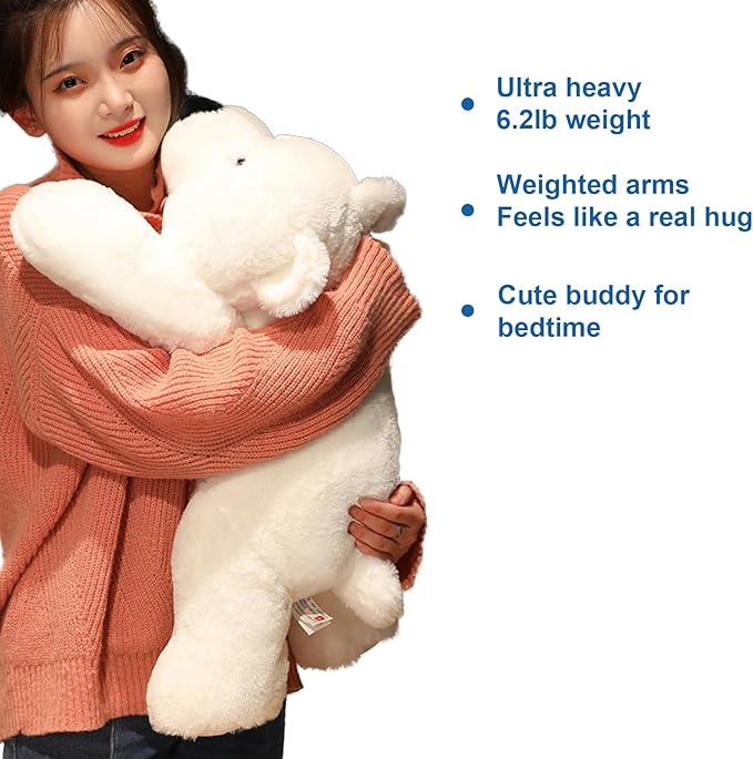 Doireum Weighted Stuffed Animals, 6.2 lbs Weighted Polar Bear Stuffed Animal Toy White Bear Plush Animals Throw Pillow Gifts for Boys Girls, 29.5 inch