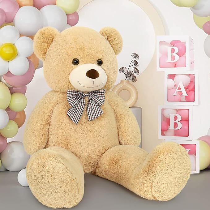 MaoGoLan Giant Teddy Bear 4 Feet,Adorable and Cuddly Big Bear Stuffed Animal 47", Classic Teddy Bear Plush Gift Decoration for Baby Shower,Party,Birthday,Valentines Day,Tan