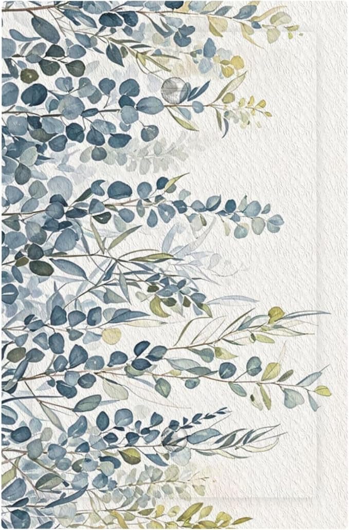 Decorative Blank Wall Plate with Green & Blue Watercolor Eucalyptus Botanical Foliage Design Single Gang No Device Outlet Covers 1 Gang Light Switch Covers for Contemporary Living Room Decor