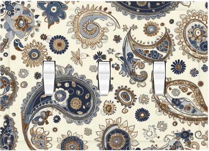 Decorative Switch Plates Doodle Style Floral Abstract Teardrop 3 Gang Wall Plate Triple Toggle Light Switch Cover Faceplate Electrical Wall Panels For Bed Room Living Room Decor