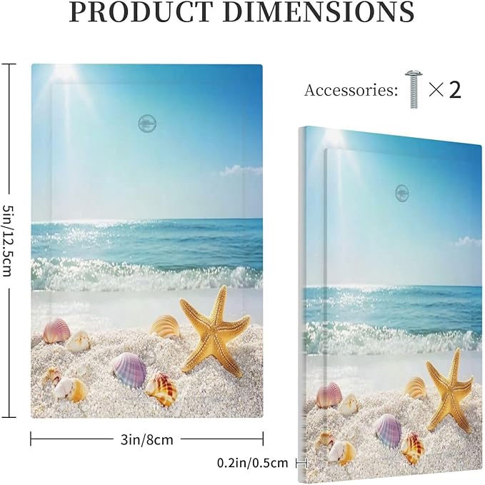 Light Switch Cover Plate Summer Beach Colorful Seashell Starfish 1 Gang No Device Blank Electrical Wall Plates Faceplate Decorative Switch Plate For Kids Room Nursery Decor