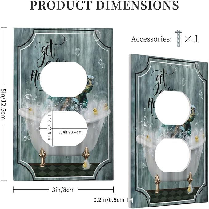 Teal Green Sea Turtle Funny Ocean Vintage Tortoise Beach Theme Outlet Covers 1 Gang Duplex Electrical Receptacle Faceplate Light Switch Cover Wall Plate Decorative Switch Plates for Bathroom